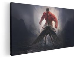 Artaza Canvas Schilderij Red Hulk - 160x80 cm - Groot - Wanddecoratie Avengers - Muurdecoratie Marvel Superhelden - Schilderijen Op Canvas