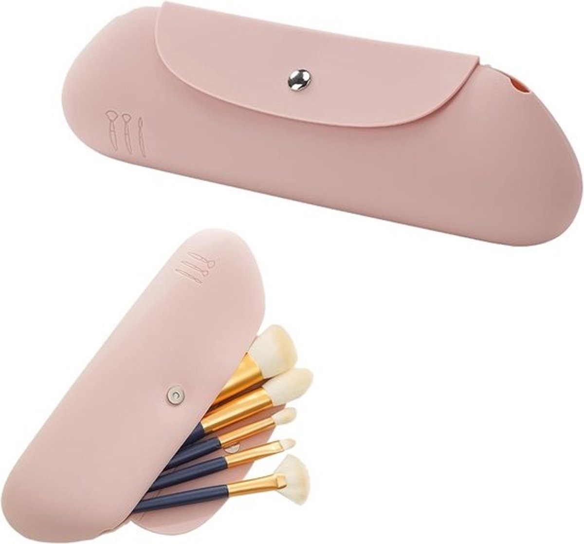 Silicone Borstelzak met Magneetsluiting - Make-up en Cosmetica Organizer - Compact Reisopbergtas