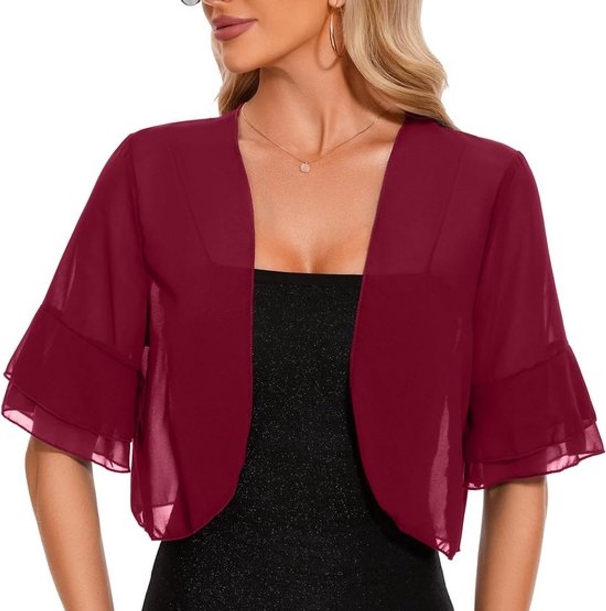 Elegante Chiffon Bolero Kort Mouw - Lichtgewicht Vest voor Feestelijke Jurken