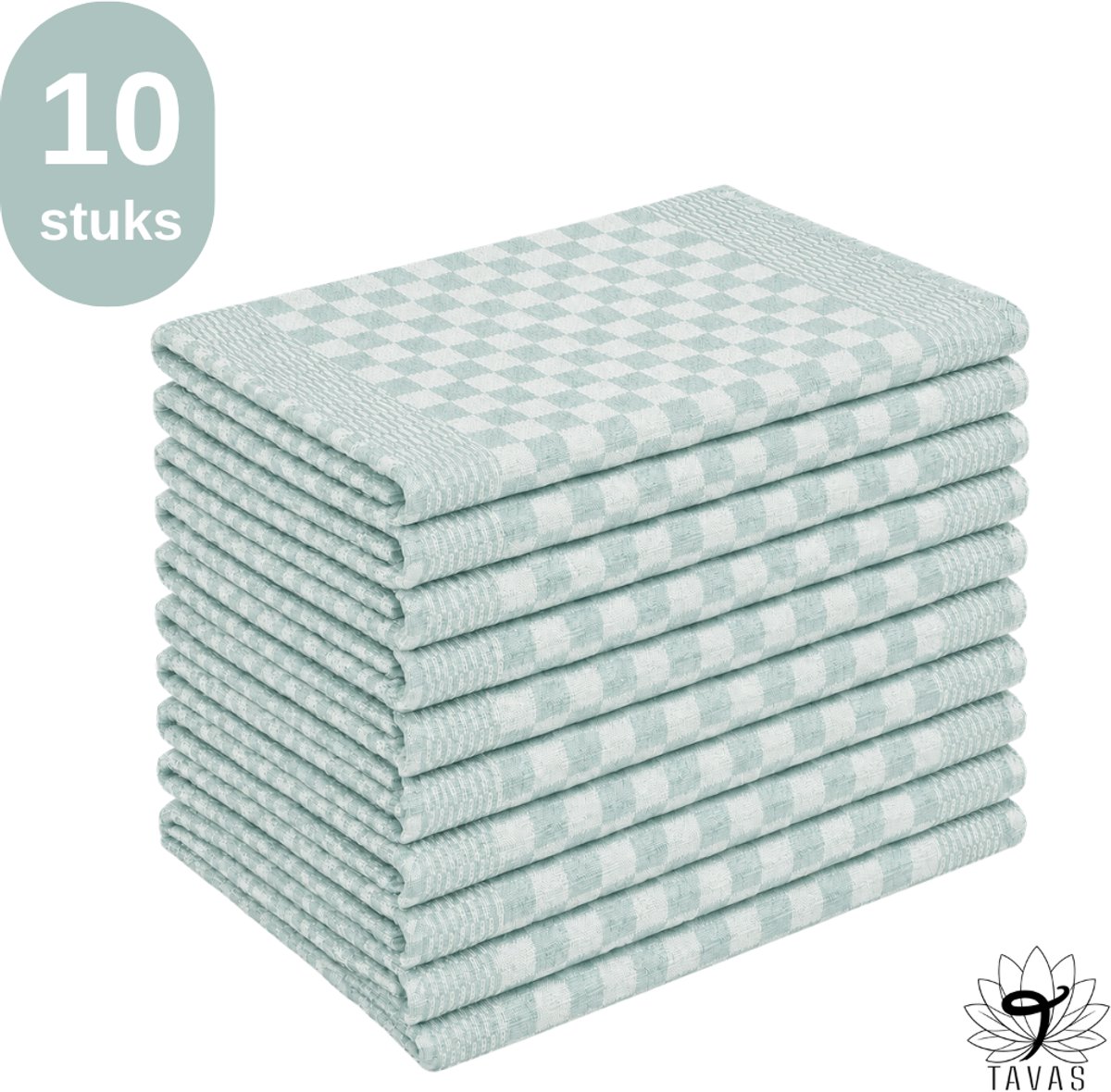 Theedoekenset - Glazendoeken | 50x70 cm | Mintgroen | Set van 10 | 100% katoen | Horeca Theedoeken | horeca Glazendoeken
