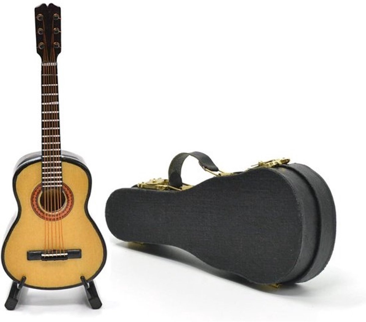 Houten Akoestische Gitaar Minatuur met Standaard en Koffer Decoratie