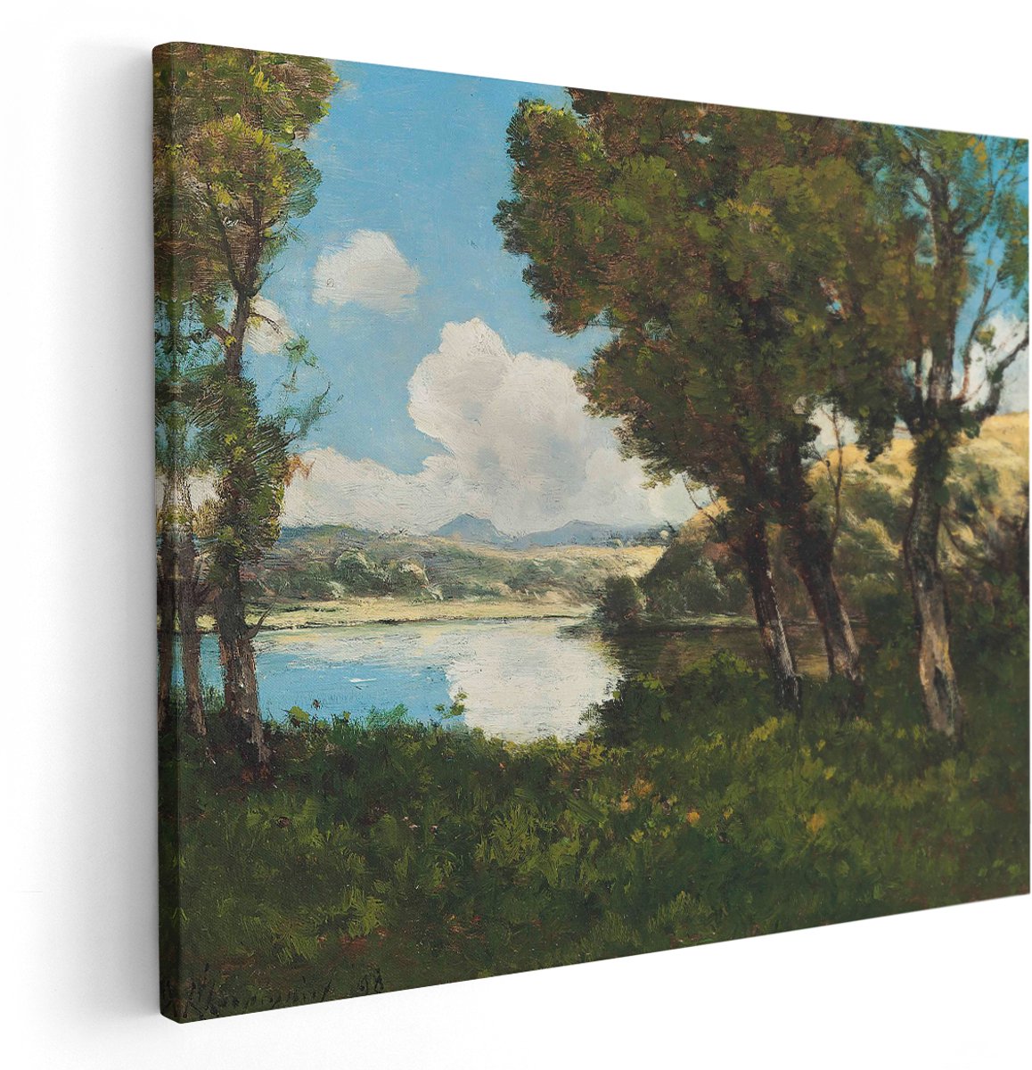 Artaza Canvas Schilderij Landschap - 150x120 cm - Groot - Wanddecoratie Natuur - Muurdecoratie Oude Meesters - Decoratie Bomen - Schilderijen Op Canvas