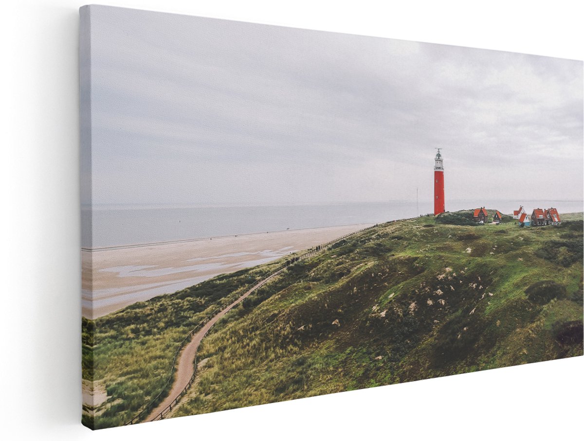 Artaza Canvas Schilderij Vuurtoren Texel - 160x80 cm - Groot - Wanddecoratie Woonkamer - Schilderijen - Muurdecoratie