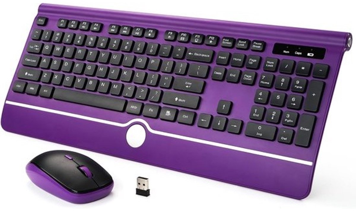 Draadloos Toetsenbord en Muis Set met Polssteun - Stille 2.4G Full-Size Combo voor Desktop en Laptop