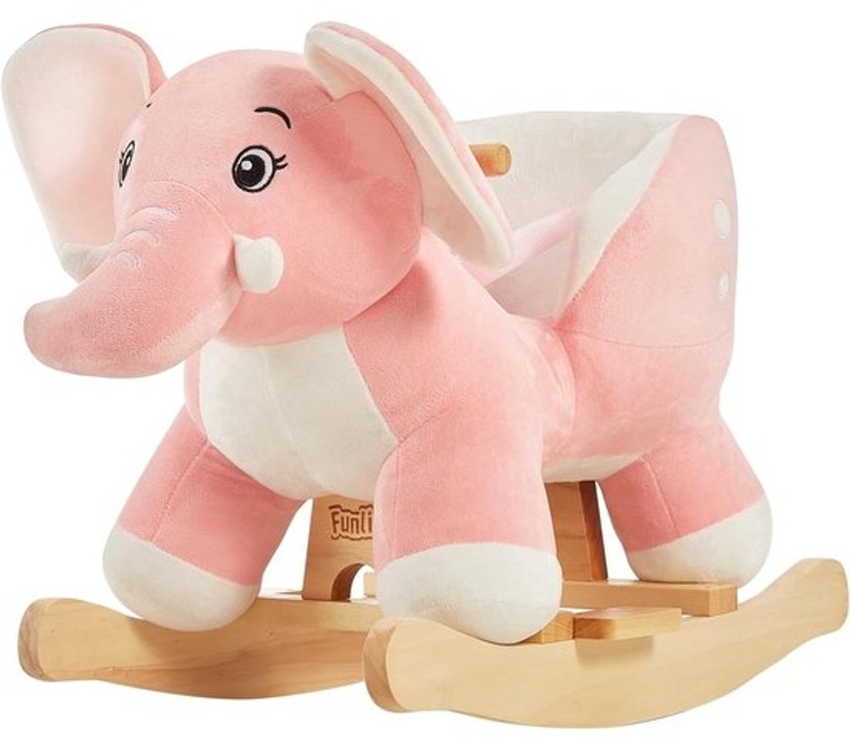 Houten Schommelolifant voor Kinderen vanaf 6 maanden - Zacht Pluche Speelgoed