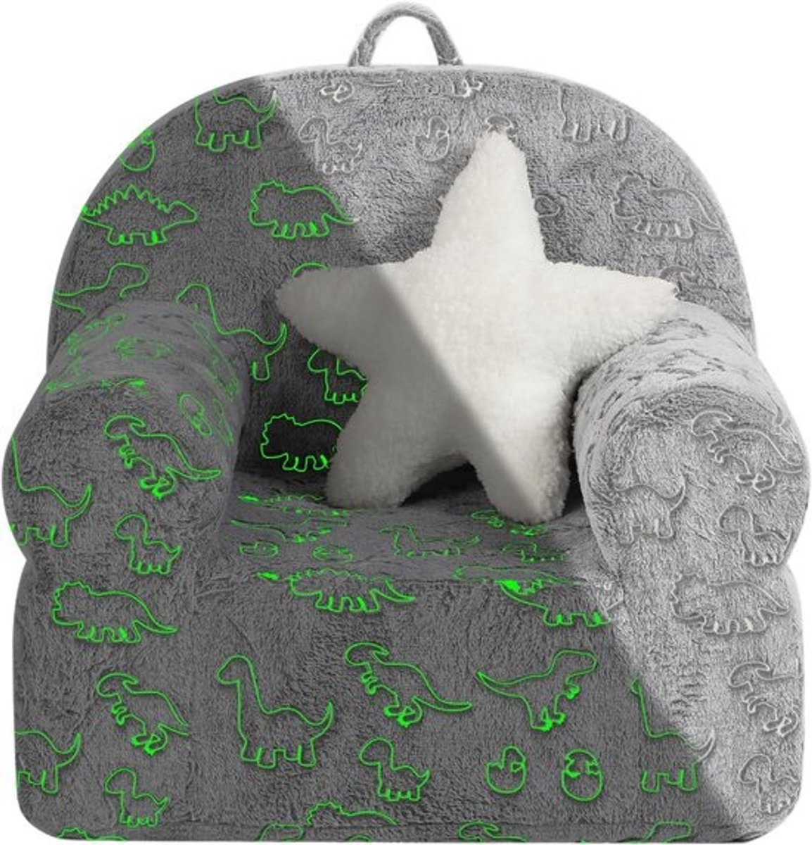 Kinderstoel - Zitje Peuters - Ontspannen Lezen - Glow in the Dark - 61 cm Hoog - Grijs