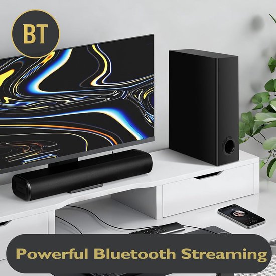 Soundbar met subwoofer - Thuisbioscoop geluid - Tv geluid verbeteren - 100W vermogen - 5.25 inch speaker - Zwart — afbeelding 4