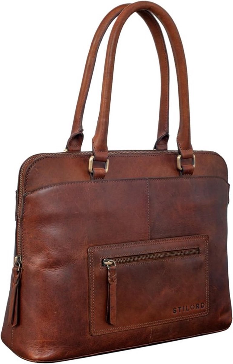 Vintage Business Tas van Echt Leer voor 13,3 Inch Laptop - Bruin