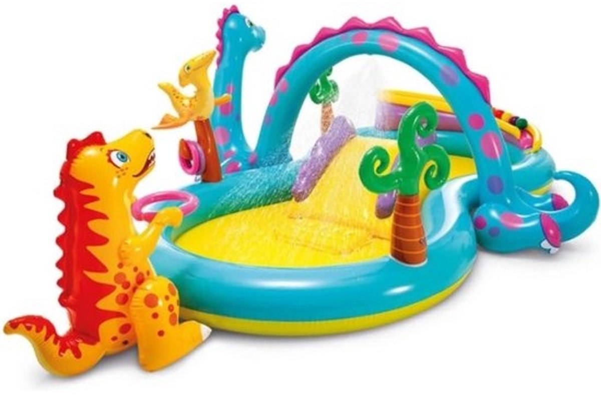 Opblaasbaar Zwembad - Waterglijbaan Peuterbad - Zomerplezier Tuin - Extra Dik Materiaal - 302 x 229 x 112 cm - Blauw
