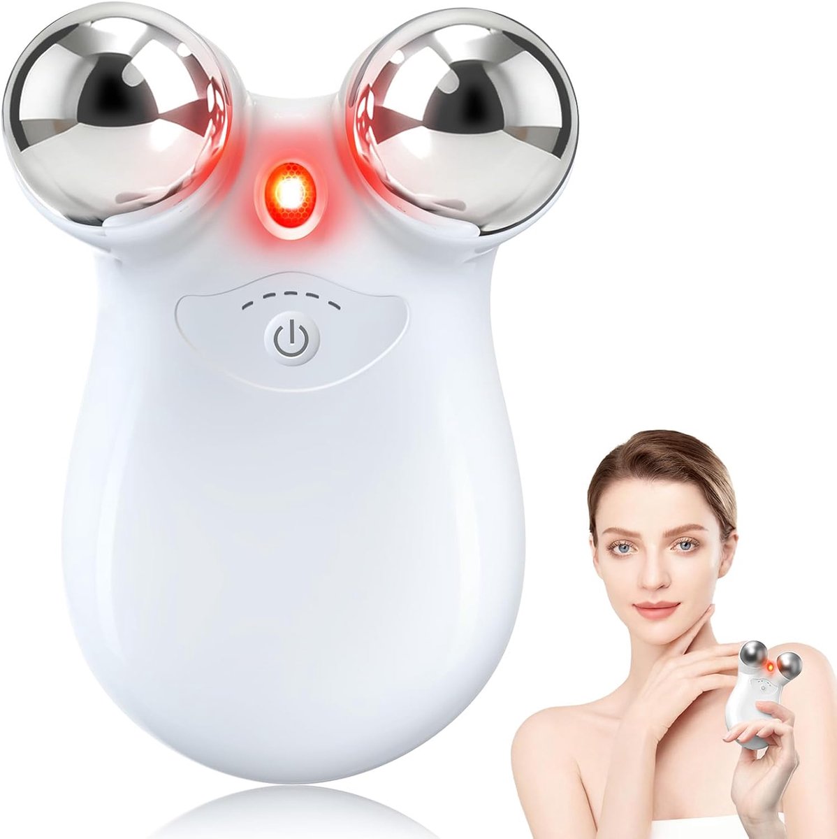 2-in-1 Microcurrent Gezichtsapparaat met Rood Licht, Photon Beauty Device voor Huidverzorging, met Lifting- en Firmingfunctie, Compact en Draagbaar