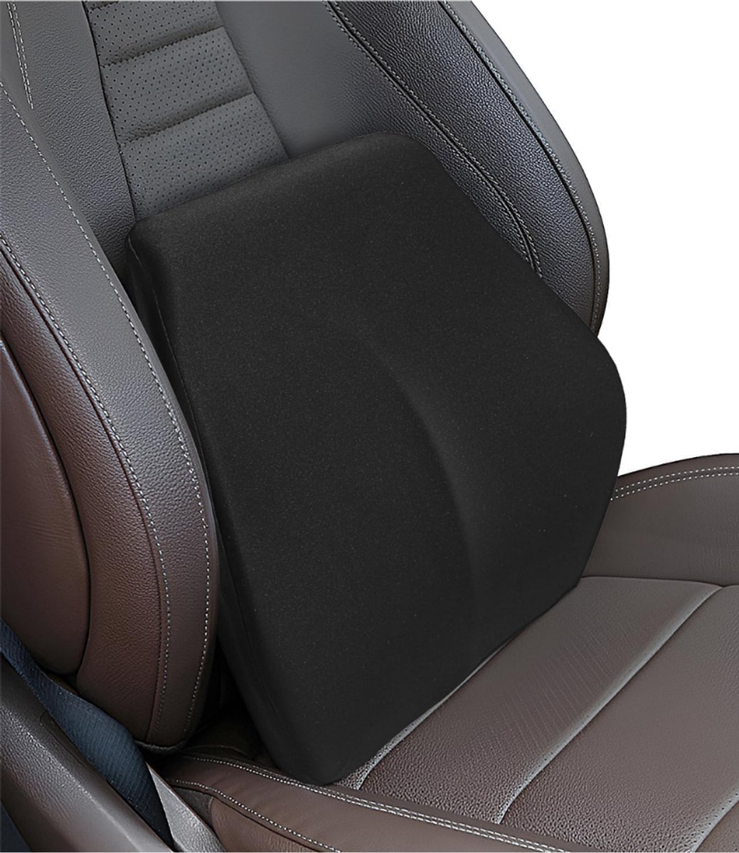 DYVNS® Lendekussen Auto - Ergonomisch Rugkussen - Steun Onderrug - Traagschuim - Zwart