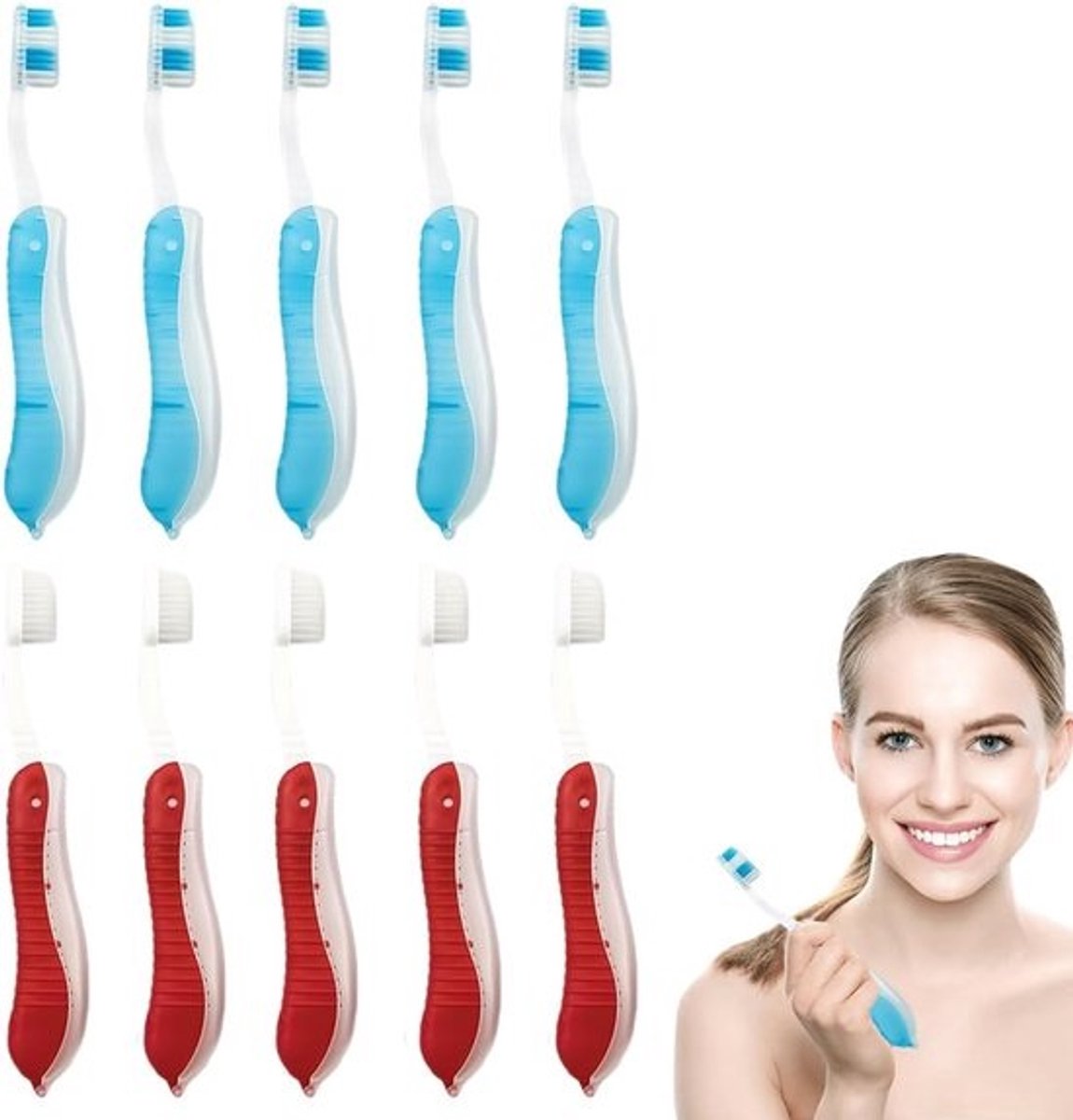 Reis Tandenborstels - Opvouwbare Tandenborstels - Hygiënisch Reizen - Zachte Tandvlees Bescherming - 10 Stuks - Assorti