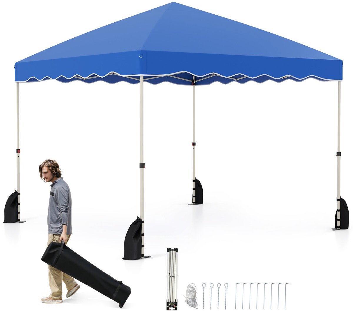 SureDeal® - Partytent - Paviljoen Waterdichte Vouwpaviljoen - Rollentas Winterbestendig Tuinzelt - 300x300x266 cm - Blauw
