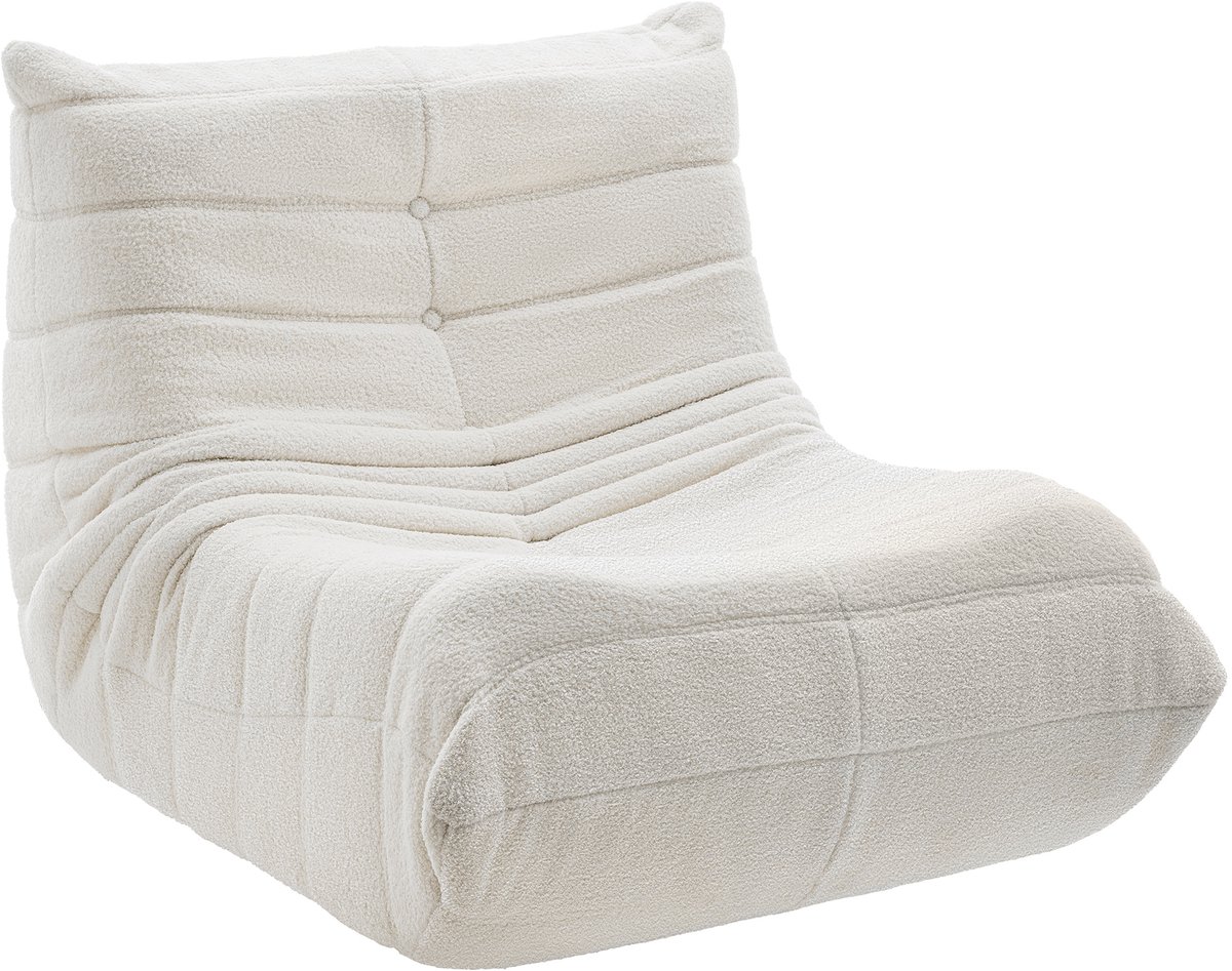 tectake® Loungestoel – Comfortabele Relaxfauteuil met Premium Schuimvulling – Vormvaste Loungefauteuil met Antislip Onderzijde – Moderne Stoel voor Woonkamer, Slaapkamer en Leeshoek - Bouclé
