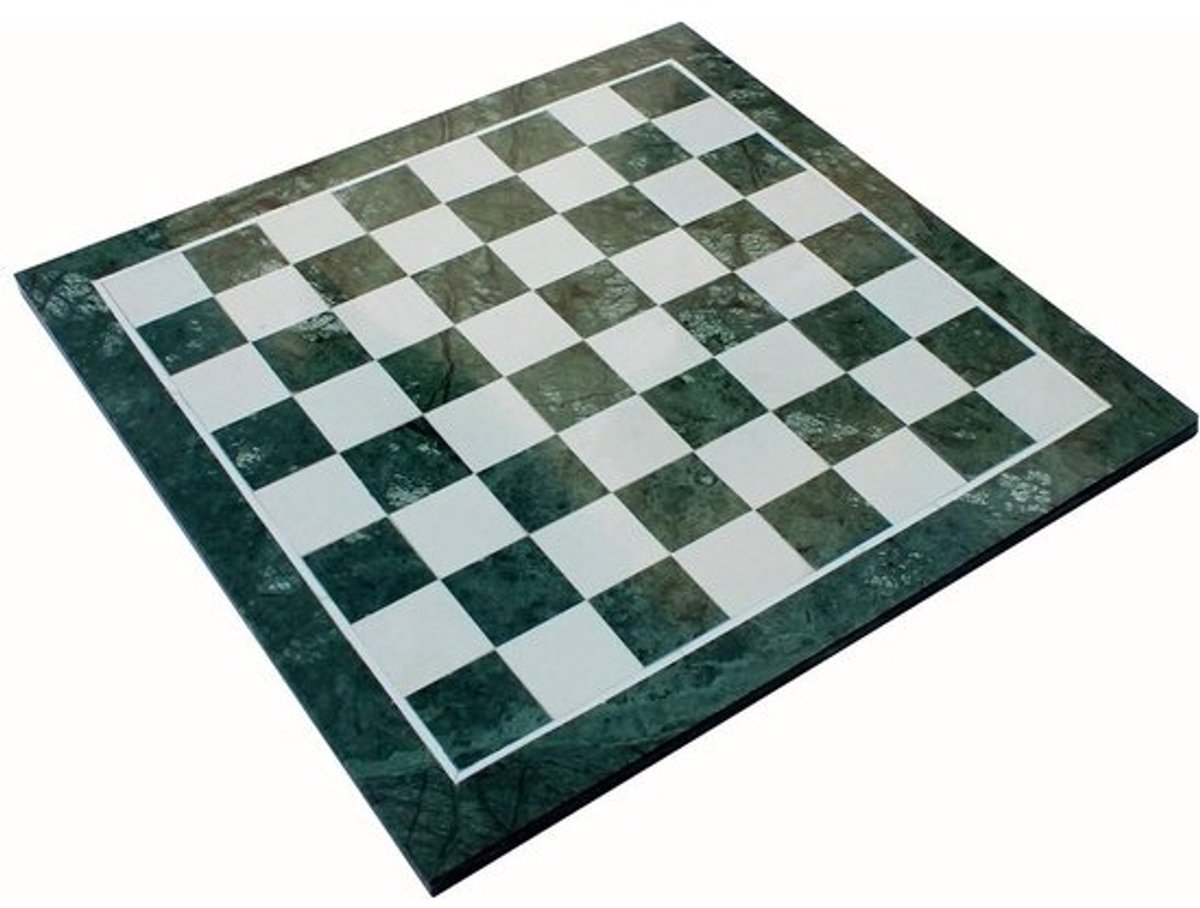 Schaakbord van groene natuursteen & wit marmer 38 cm