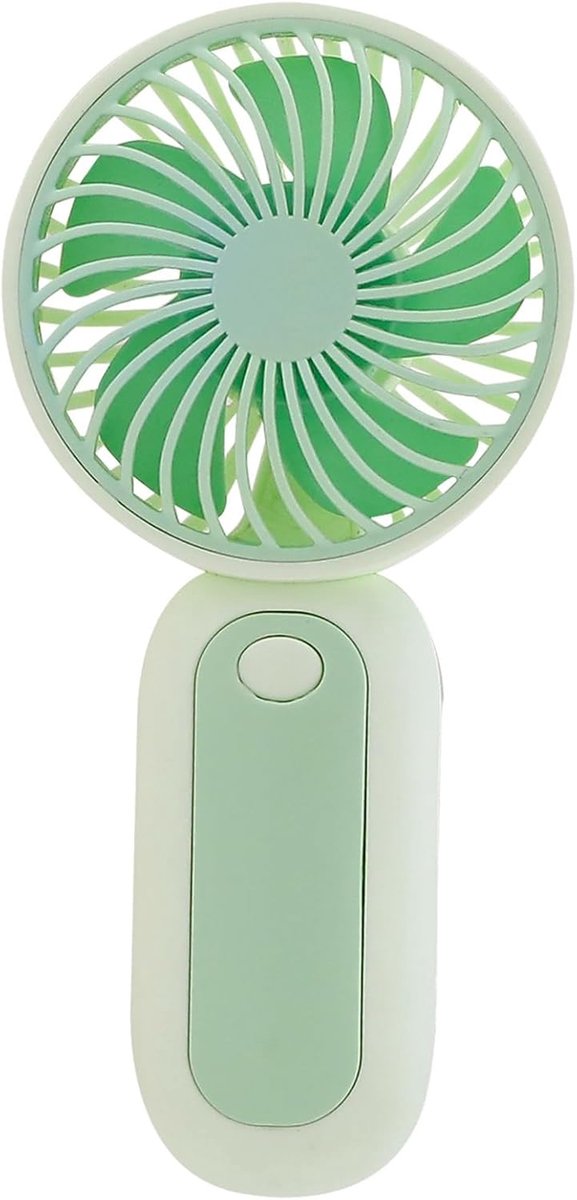 Draagbare miniventilator - Groen - Handventilator - Gemakkelijk vast te houden of in een tas te gooien - Stille werking - Ideaal voor reizen, kamperen of toeren - Mini, compact en schattig - Geschikt voor kinderen - Batterijen niet inbegrepen