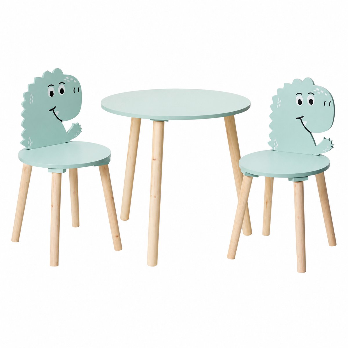 HEM Kindertafel met 2 Kinderstoelen - Tafel en Stoeltjes Set - Dinosaurus - Blauw - Inclusief Microvezeldoekje