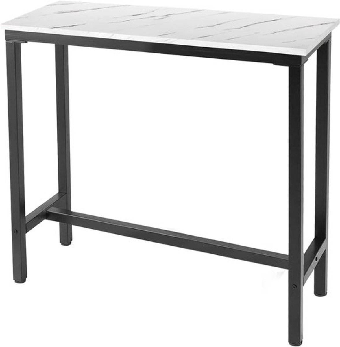 Pub Tafel - Bistro Tafel - Eten en Drinken - Industrieel Design - 100 cm - Wit Marmer