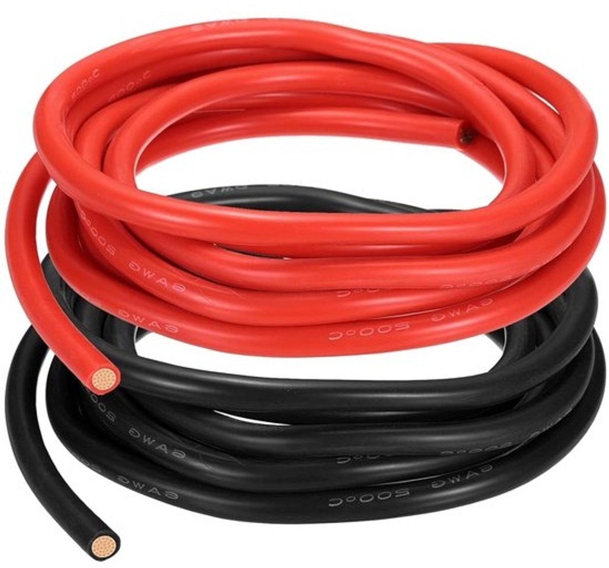 Elektrische Kabel - Batterijdraad Gevlochten - Stroom Overbrengen - Hoge Temperatuur - 6 AWG 3 Meter - Rood en Zwart