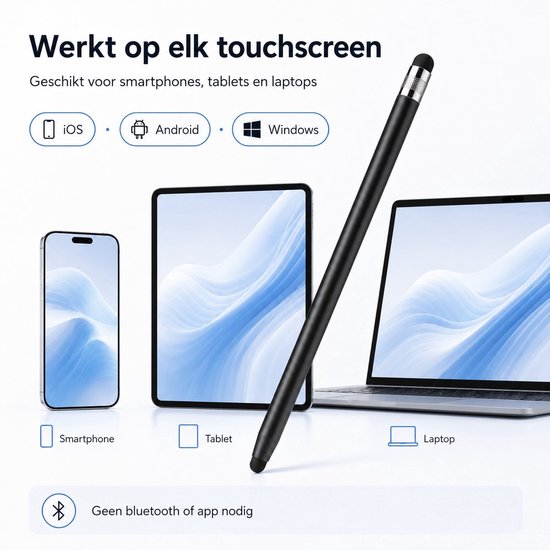 Consumerce® Touchscreen Stylus Pen - Zwart - 5 Stuks - Geschikt voor Android Samsung Apple iPad Tablet Smartphone - Pennen Universeel - Set van 5 Styluspennen van consumerce — afbeelding 3