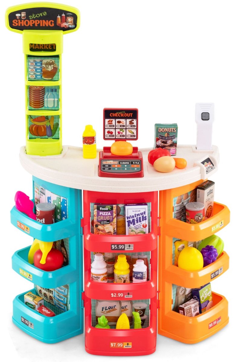 SureDeal® - Rollenspell - Supermarktspeelset - Kinderen - Winkelwagen Weegschaal Scanner - Licht - 48x24x78 cm - Multicolor