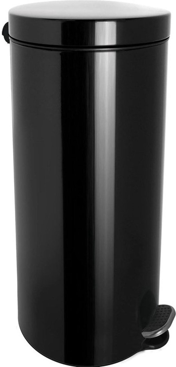 Pedaalbak Zilverionen - Prullenbak Keuken - Hygiënisch Werken - Antibacteriële Coating - 30 Liter - Zwart