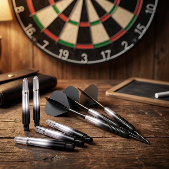 Zwart transparant gradiënt dart shafts 6 stuks kunststof dart shafts unisex 35 mm 2BA schroefdraad met lichtgewicht ontwerp en zilverkleurige ring voor darts accessoires — afbeelding 5
