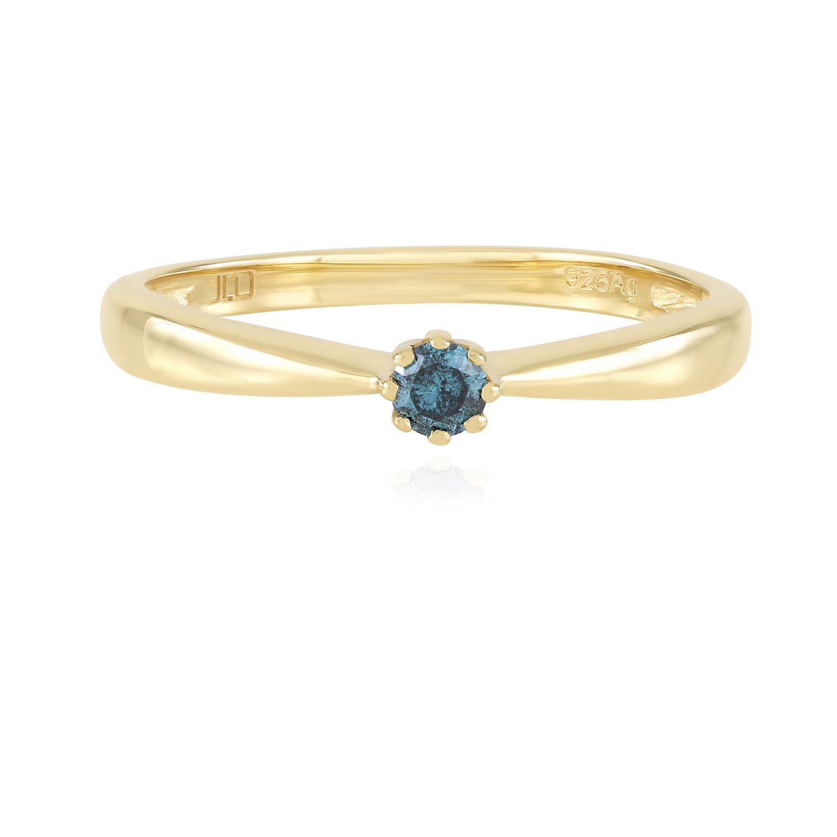 Cavill - Zilveren Ring Blauwe Diamant 0,09 ct - 925 Sterling Zilver met Luxe Gouden Laag - Ronde Briljantslijpsel - Elegante & Moderne Ring