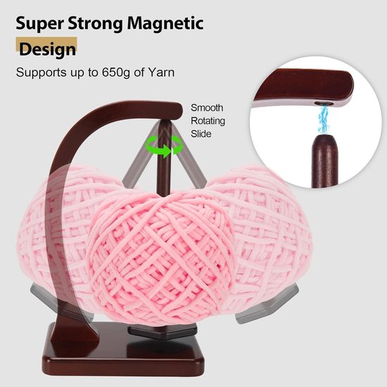 Grote Houten Wolhouder met Magnetische Rol, Ideaal voor Breien en Haken, Perfecte Accessoire en Cadeau voor Creatieve Handwerken — afbeelding 2