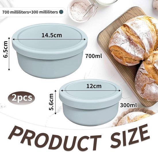 Ideale Opbergdozen voor Pizzadeeg, Hittebestendig en Antikleef, Ruimtebesparend, Set van 2 voor Vriezen en Bakken — afbeelding 5