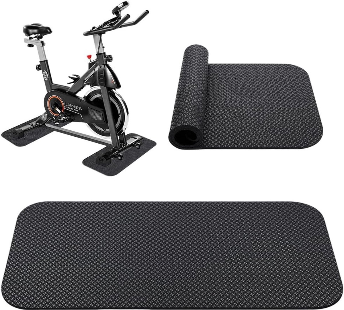 Beschermende Vloermat voor Fitnessapparatuur, Antislip Trainingsmat, Set van 2, 63.5 x 30 cm, 5 mm Dikte, Ideaal voor Sport, Gym en Treadmill Gebruik