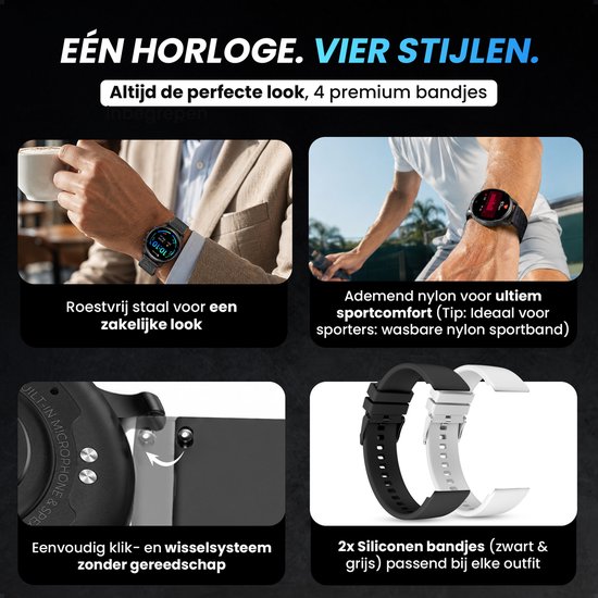 Siltcon FitTrack Pro smartwatch met GPS. Toont route op kaart, hartslag, hoogte en stappenteller.