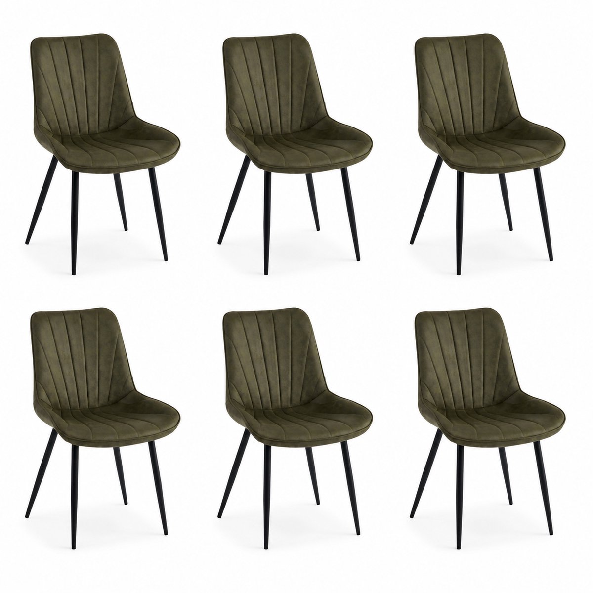 Colenis - Lesedi Eetkamerstoel - Set Van 6 - Groen - Microfiber Stof