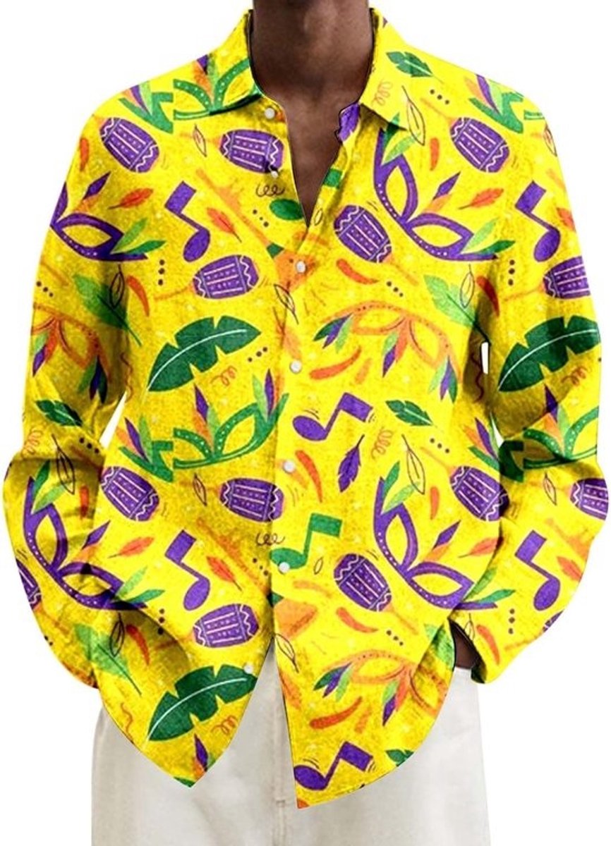 Carnavalshemd Heren - Modieus Shirt - Feestelijke Gelegenheid - Digitale Print - Grote Maten - Meerdere Kleuren