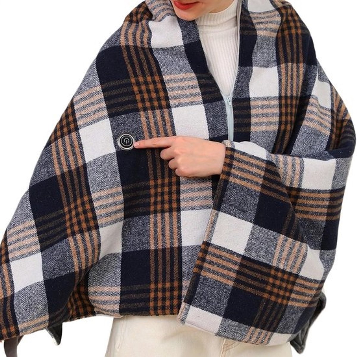 Verwarmingssjaal - Draagbare deken - Warmte en comfort - Draadloos met niveaus - 143 x 7 cm - Schots patroon