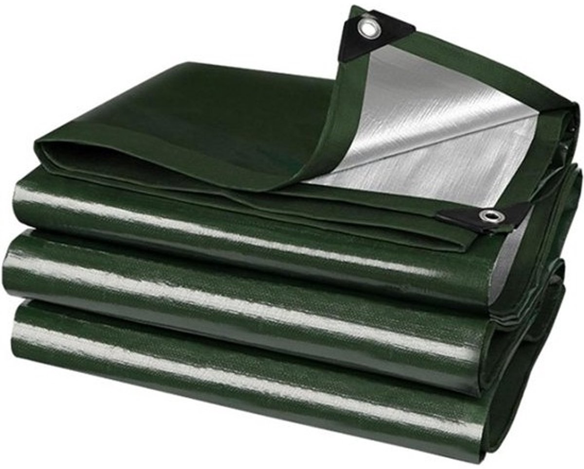 Waterdicht Zeil - PE Zeildoek - Afdekken en Beschermen - Scheurbestendig Materiaal - 18 x 4 m - Groen/Zilver
