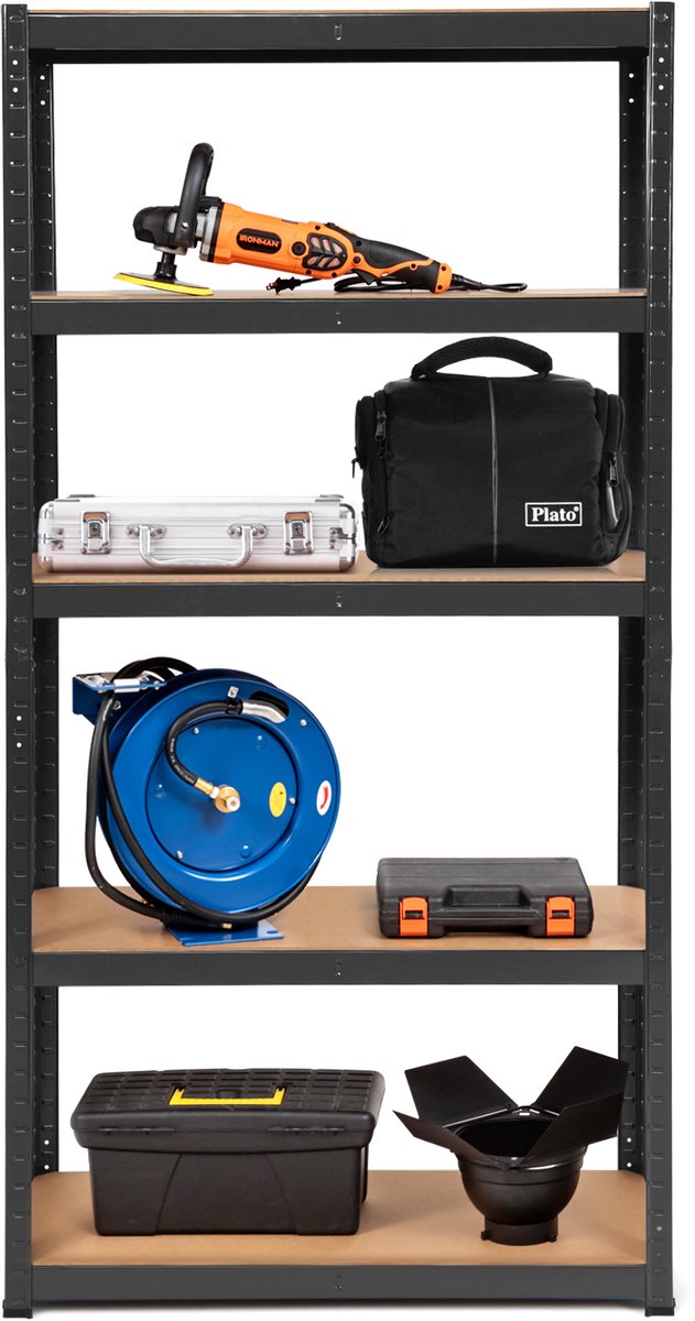COSTWAY Opbergrek voor zware lasten, 5 niveaus met metalen frame, metalen rek, belastbaar tot 650 kg, steekrek, kelderrek, werkplaatsrek, 75 x 30 x 150 cm