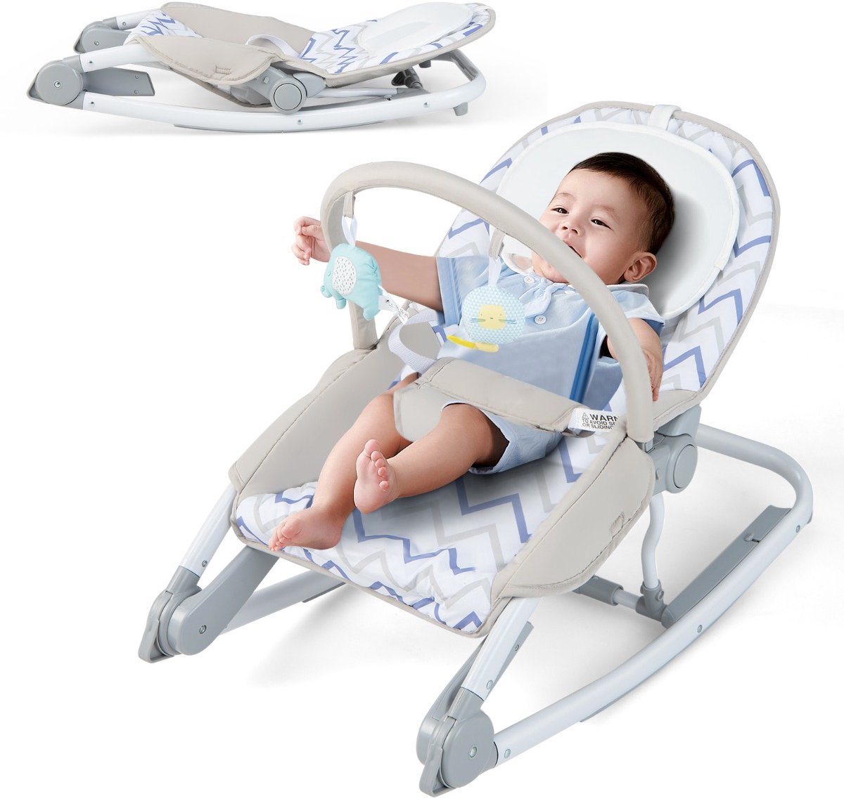 SureDeal® - Wipstoeltje - Baby Draagbaar - Standen Verstelbare Rugleuning - Afneembare Stoffen Zitting - 82x43x58,5 cm - Grijs