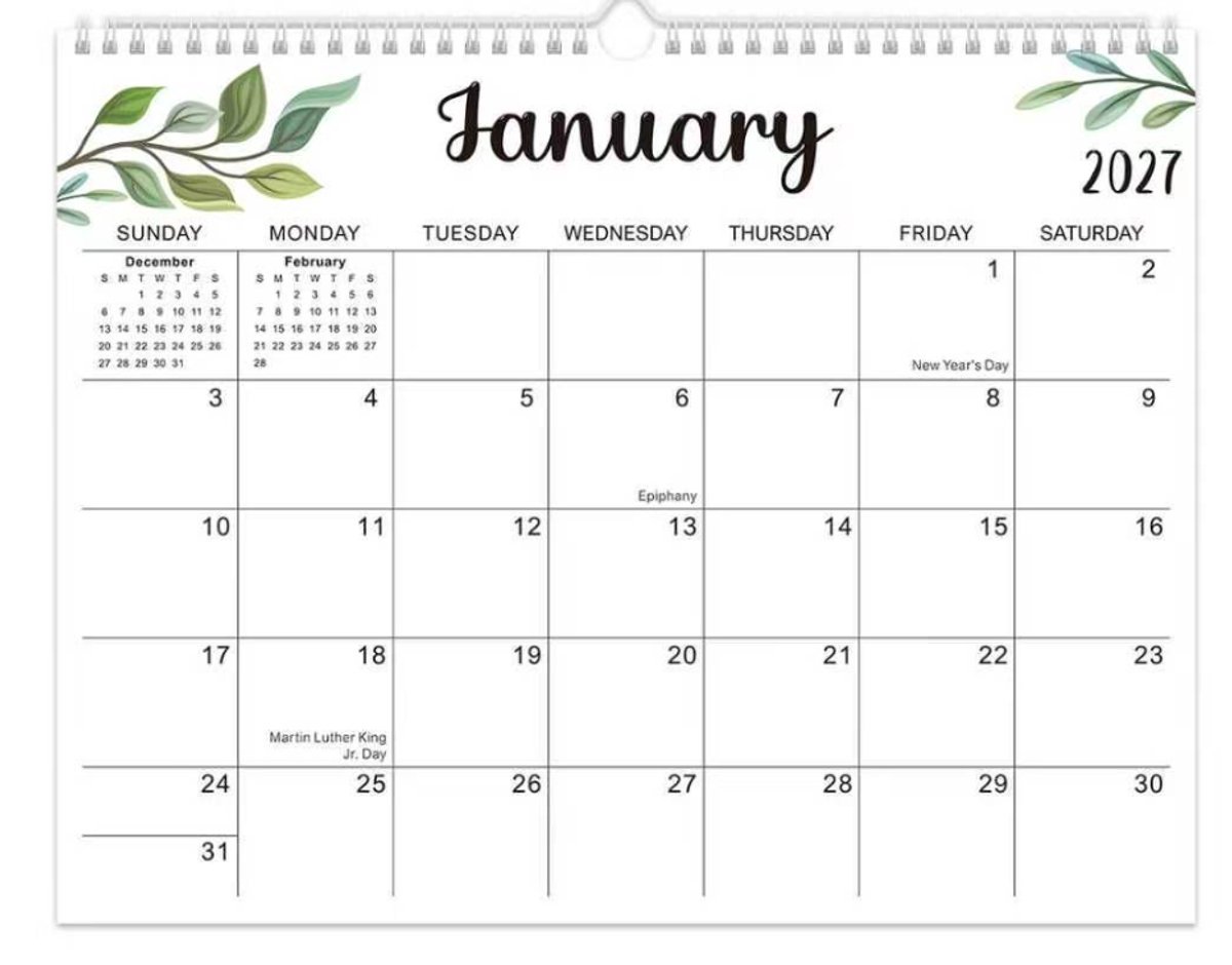 2027/2028- Ophangbaar—Wandkalender van januari 2027 tot juni 2028，voor school、 universiteit、 bedrijf、 thuis、 kantoor、 werk