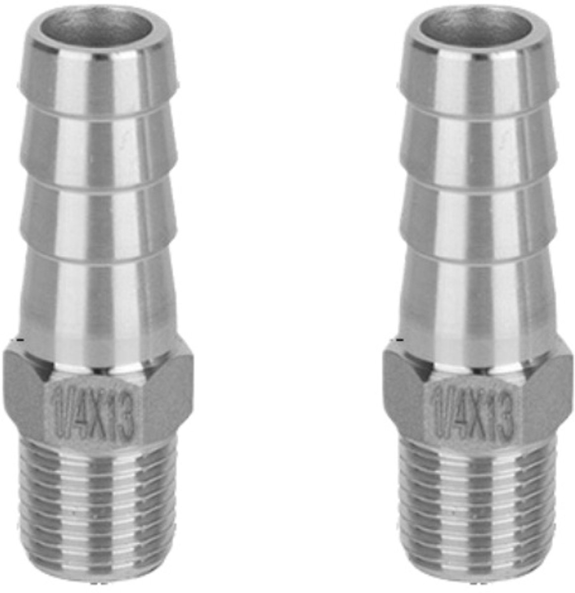 Slangpilaar – RVS 304 slangpilaar (13 mm pilaar naar 13 mm buitendraad) – Geschikt voor water, brandstof en aansluitingen voor thuisbrouwapparatuur – Set van 2
