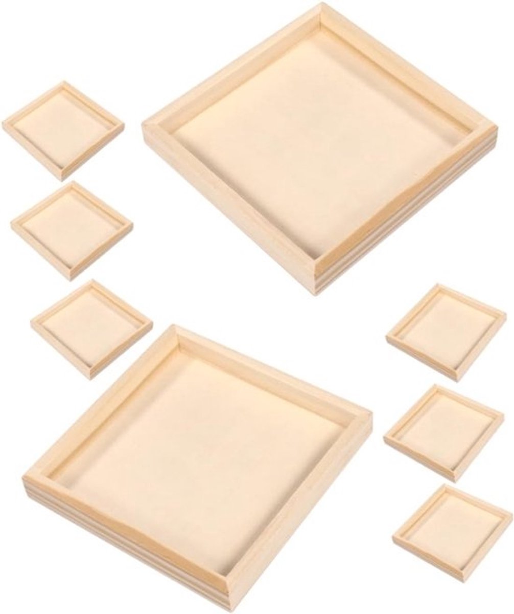 Houten Puzzelbak - Sorteerbak Puzzelstukjes - Puzzels Sorteren - Speciale Opbergruimte - 12x12x1.2cm - Beige