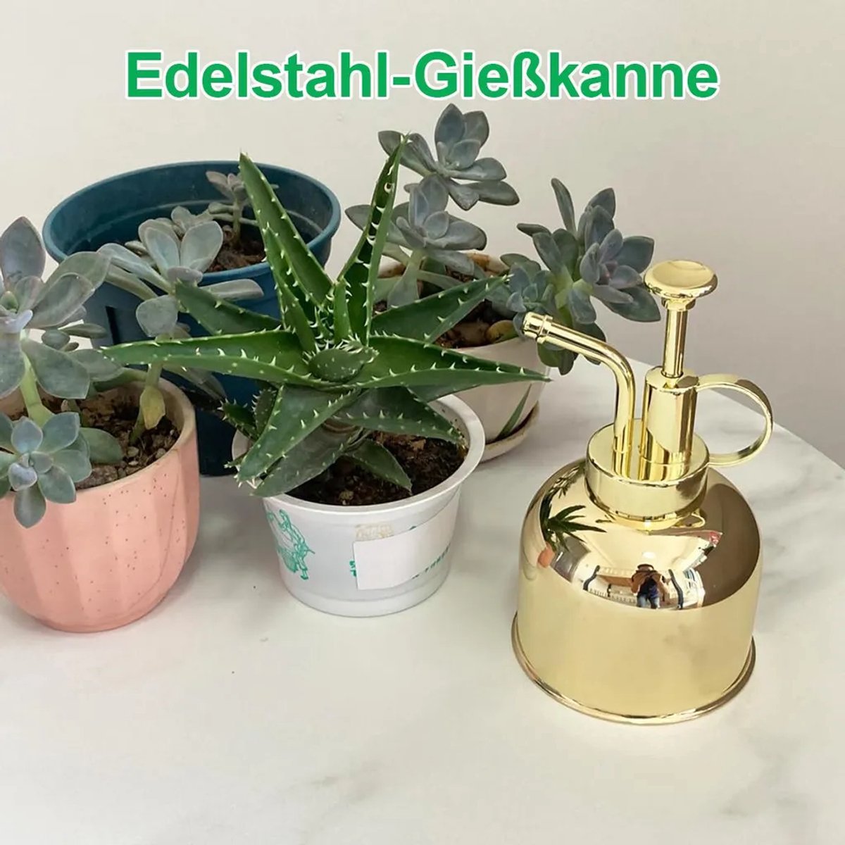 Plantensproeier van roestvrij staal, messingkleurige spuitfles, 300 ml, Geschikt voor de verzorging van binnen- en buitenplanten.