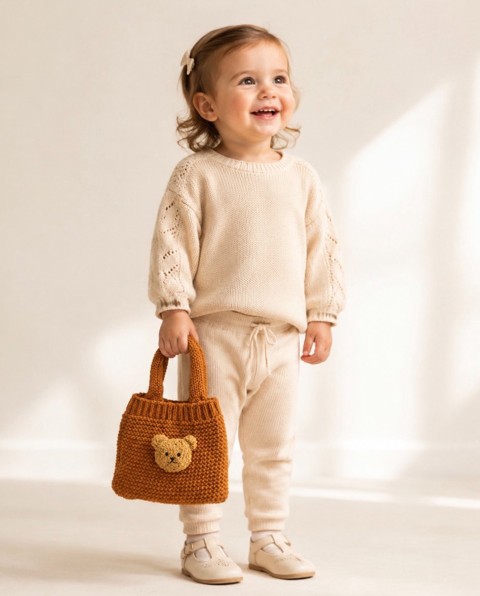 tote tas gebreide , voor peuter gymtas tasje, roerst kleur