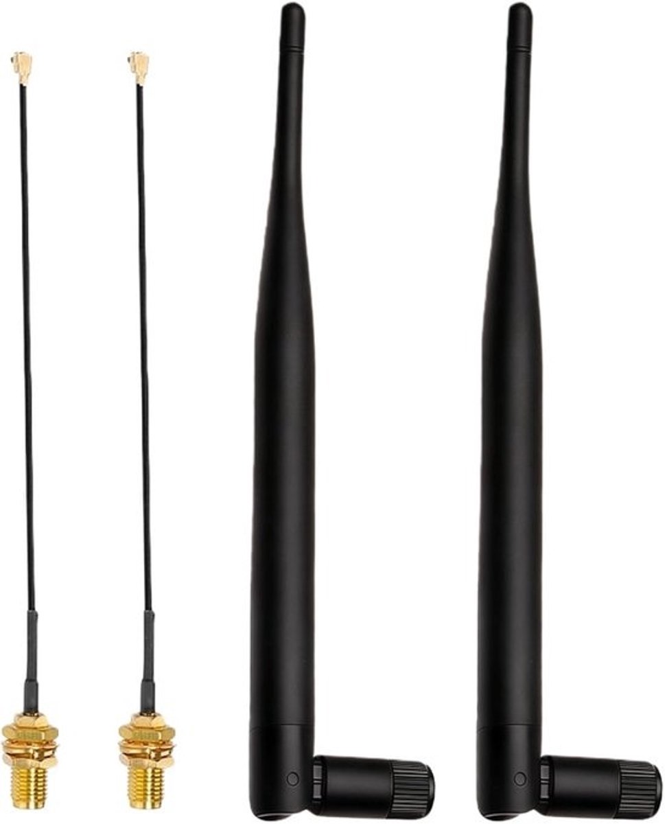 WLAN Antenne Set - Wifi Versterker - Stabiel Signaal - 6dBi Gain Versterking - 2 Stuks - Zwart