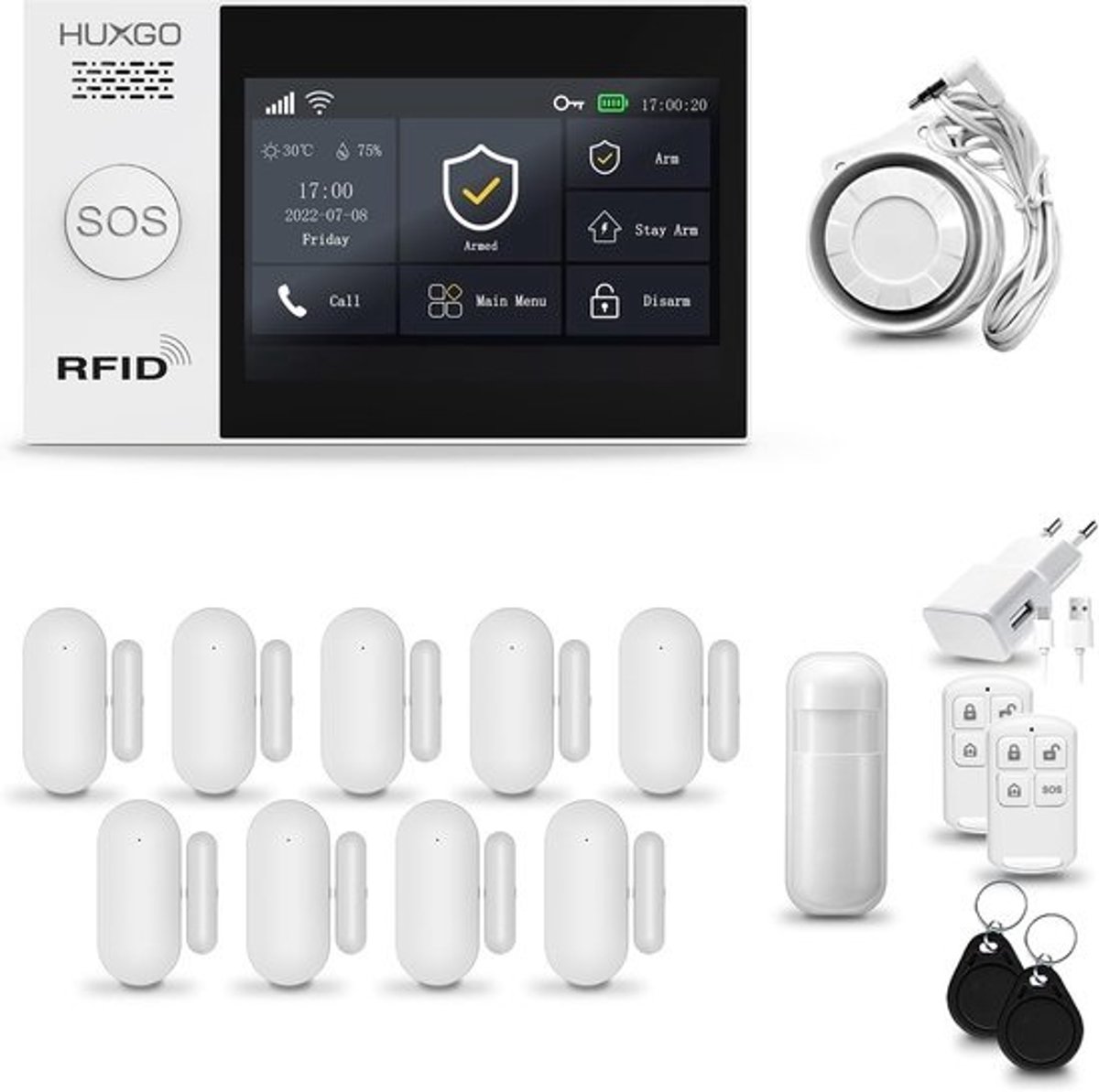 Draadloos Alarmsysteem Set - Huis Beveiliging WiFi GSM - Veiligheid Thuis Kantoor - App Bediening Touchscreen - 16x9.8x2cm