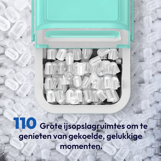LOEFME IJsblokjesmachine - 1,4L - 12kg/24 uur - Bulletijs - IJsblokjesmaker - IJsschep, Ijsmand - Draagbaar - Zelfreinigingsfunctie -Groente — afbeelding 2