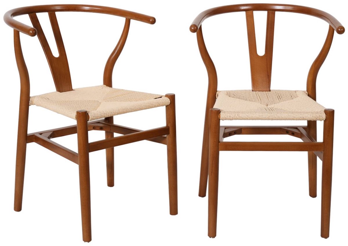 sweeek - Set van 2 stoelen van hout met touw vintage - cecile