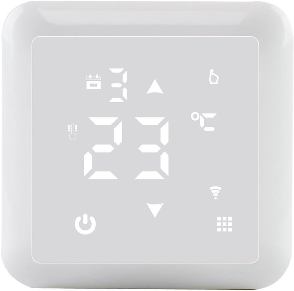 Digitale Thermostaat - Kamertemperatuur Regelaar - Verwarming Instellen - Touchscreen Bediening - 86 x 86 mm - Lichtgroen