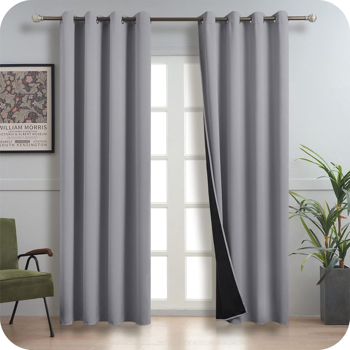 Verduisteringsgordijnen Set - Linnenlook Gordijnen - Ruimte Verduisteren - UV-Bescherming - 200 x 140 cm - Lichtgrijs