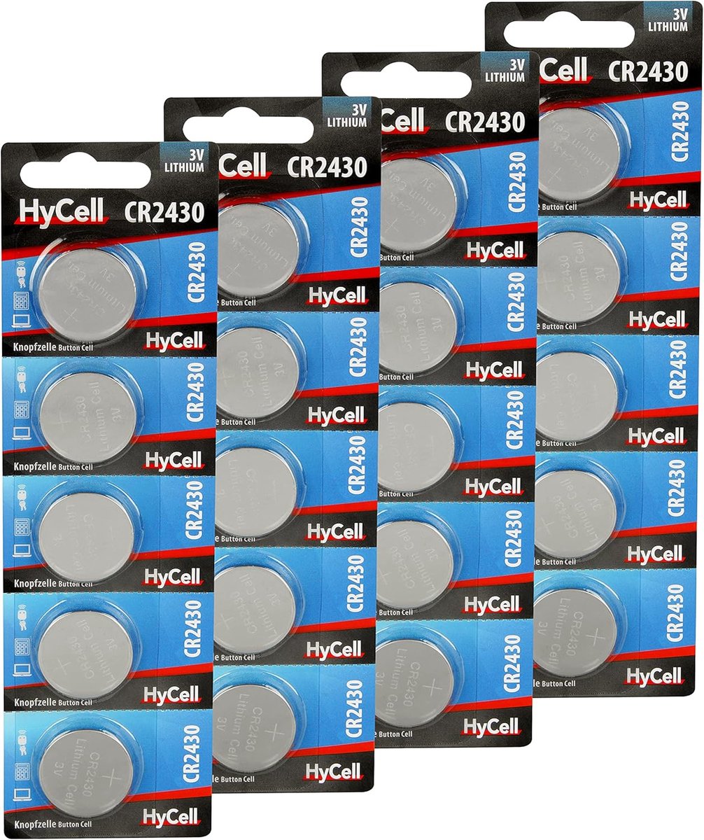 Knoopcelbatterijen CR2430 - Lithium Batterijen - Apparaten Voeden - Hoge Capaciteit 300 mAh - 20 stuks - Zilverkleurig